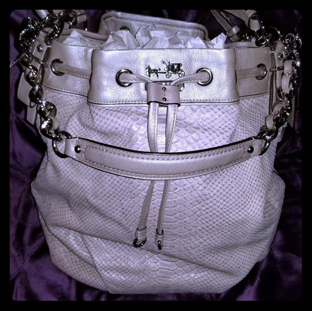 CoachLeather Drawstring, 2Strap bag